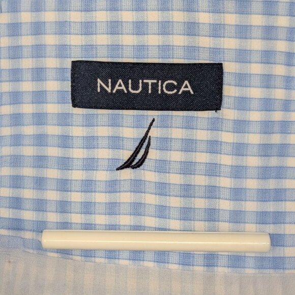 Nautica Men's 3XL Button-Down Shirt Wrinkle-Resistant Classic Fit Gingham - Picture 3 of 7